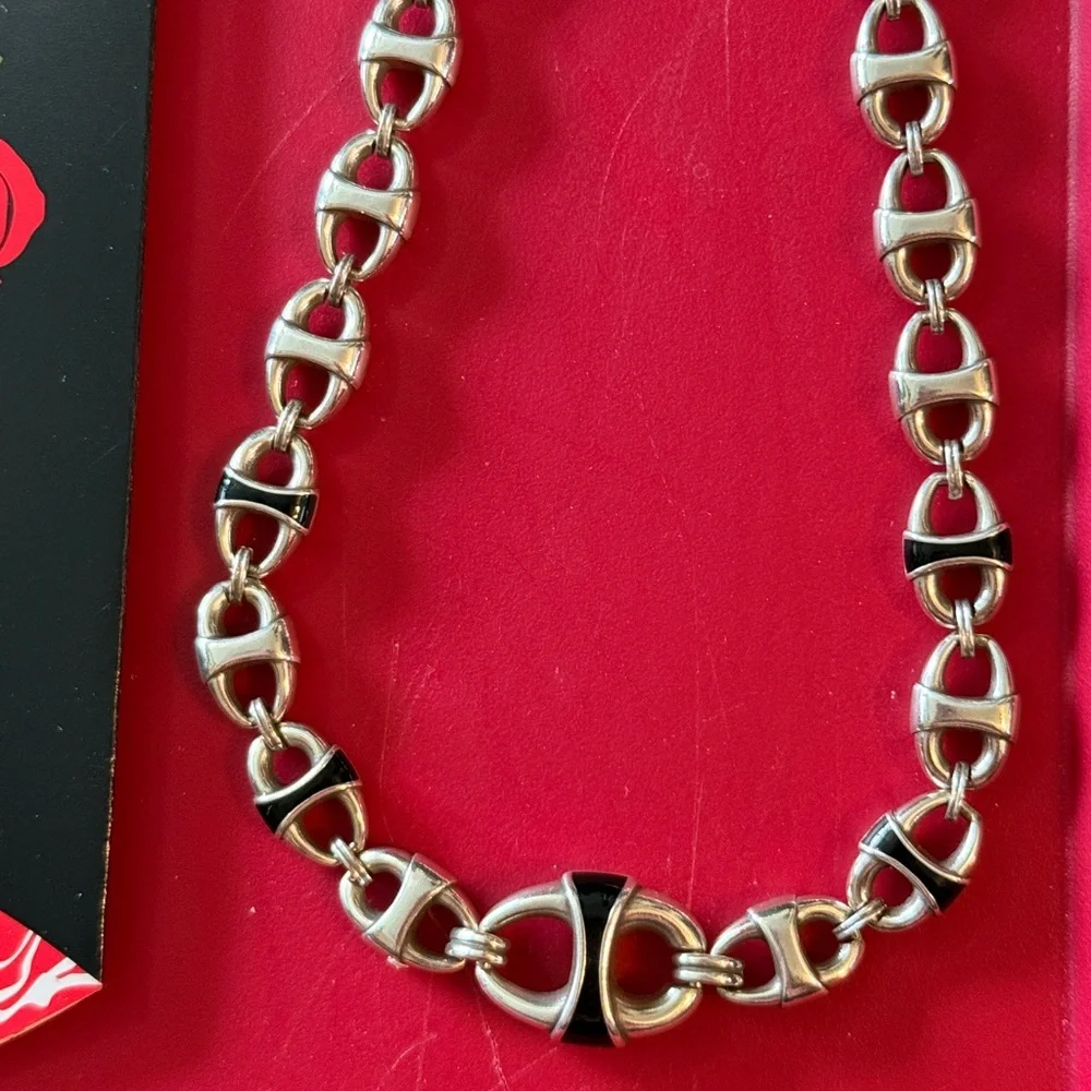 NWT Brighton Black and Silver Link Necklace - Picture 2 of 3